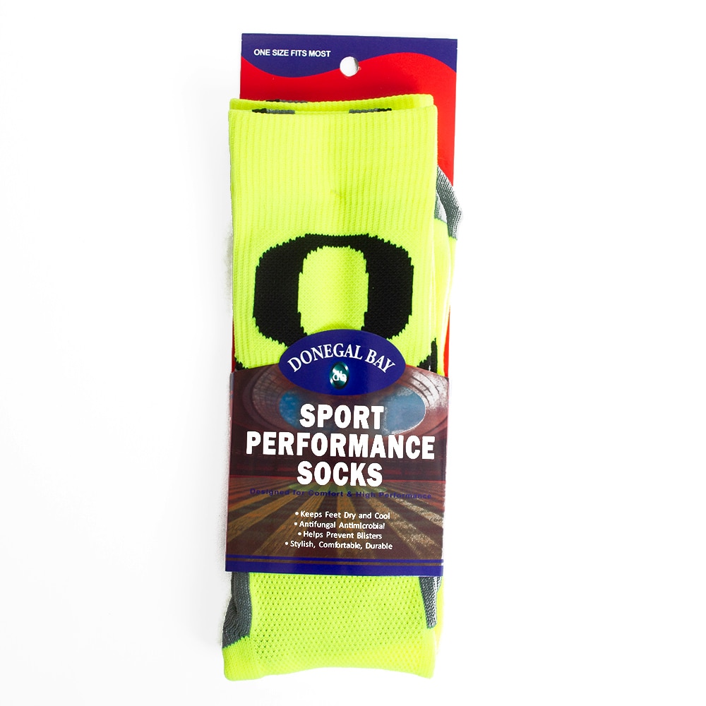 Classic Oregon O, Donegal Bay, Yellow, Crew, Accessories, Unisex, Performance, Sock, 733994